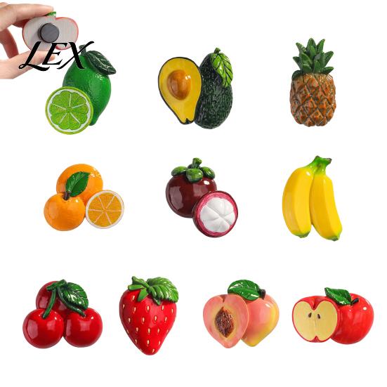Kitchen Refrigerator Accessories 3D Simulated Fruit Magnet, Resin Shape Fridge Small Decor Theme Decoration for Office Whiteboard Cabinet Realistic