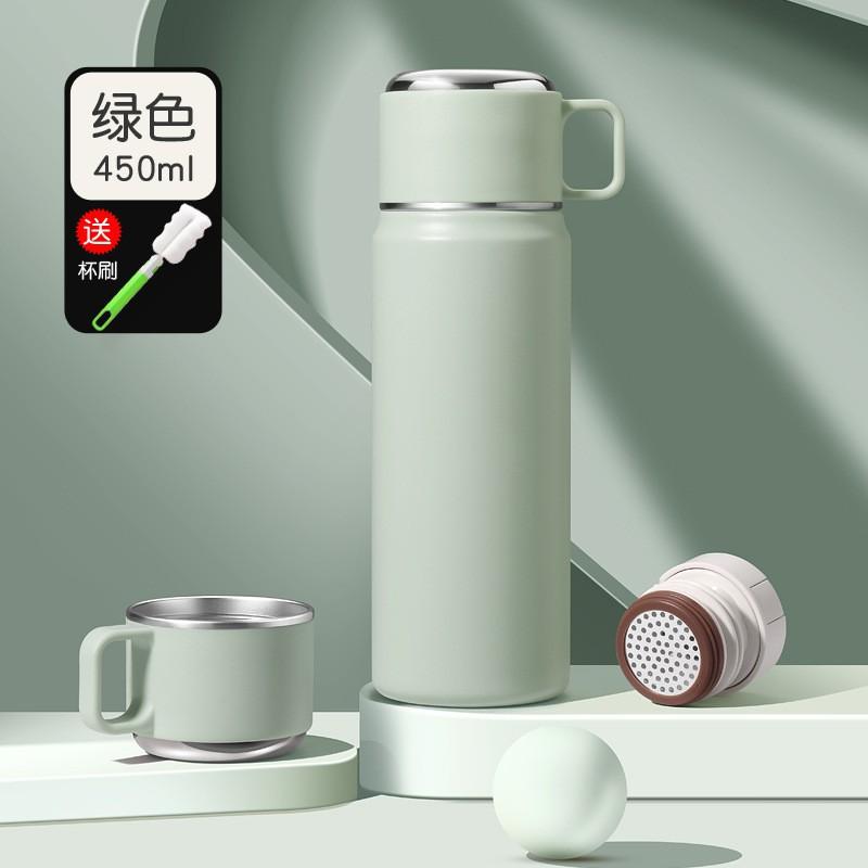 Stainless Steel Vacuum Insulated Thermos Cup 450ml 550ml Double Lid Design With Tea Infuser Men Women Students Office Travel