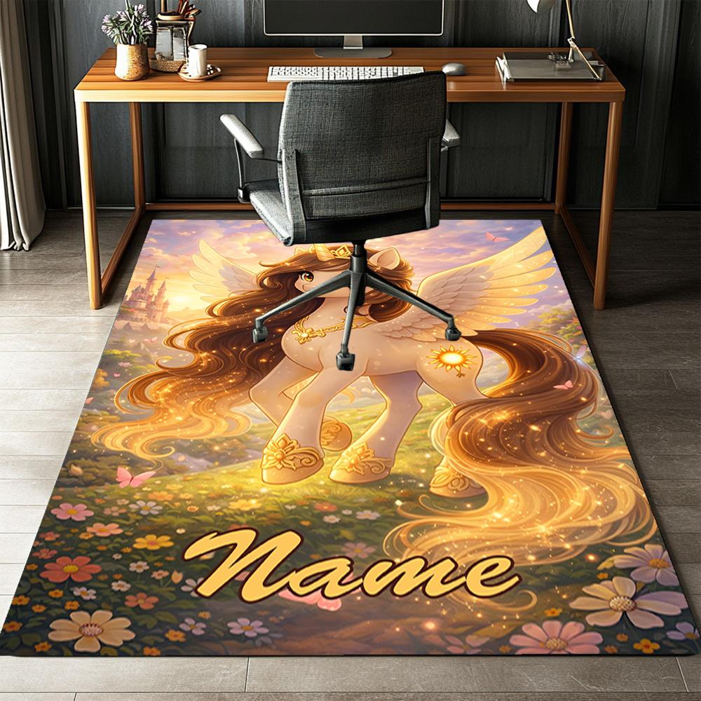 Custom Name Unicorn Printed Carpet,Rug for Office Chair Living Room Bedroom Kitchen Room Decor Gifts.