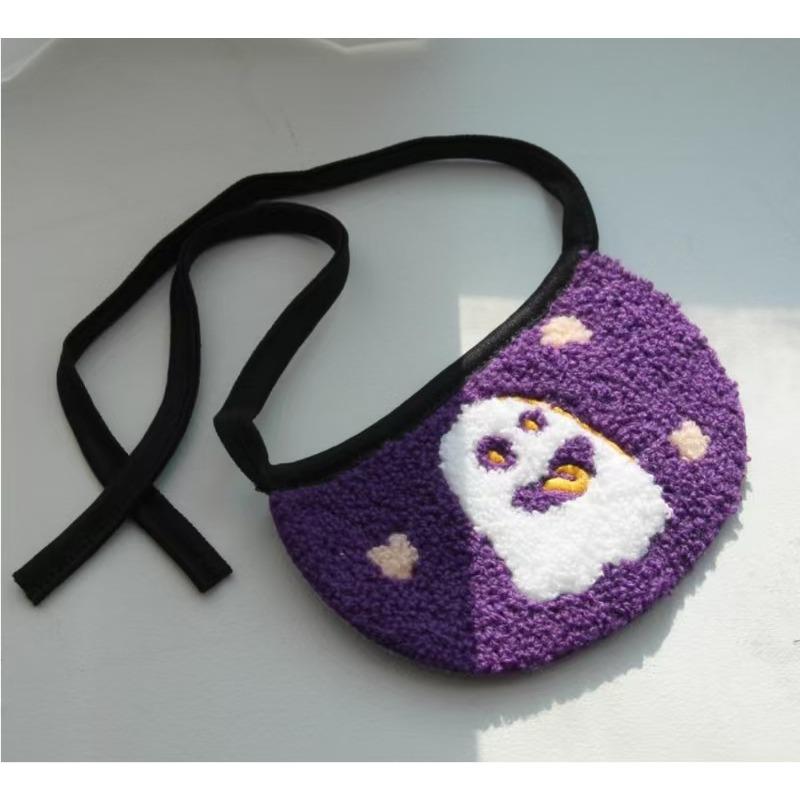 Салфетки для слюны питомца, Украшения на резинке для Хэллоуина и Фестиваля призраков, Собака и кошка, тыква, призрак, мультяшная вышивка, принадлежности