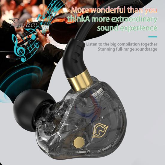 Wire Earphone Unisex In-ear Mega Bass with Microphone Clear Sound Gaming Universal 3.5mm Interface Sports Earphone Phone Accessory