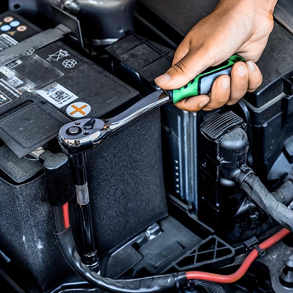 1/4 Inch Ratchet Socket Wrench Set, Mechanical Tool Kit, and Reversible Ratchet Handle with Quick Release and Extension Rod