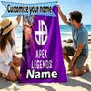 Custom Name Personalized Apex Legends Print Beach Towel, for Trip Camping Beach Party Home Decor, Birthday Gift for Family & Friends