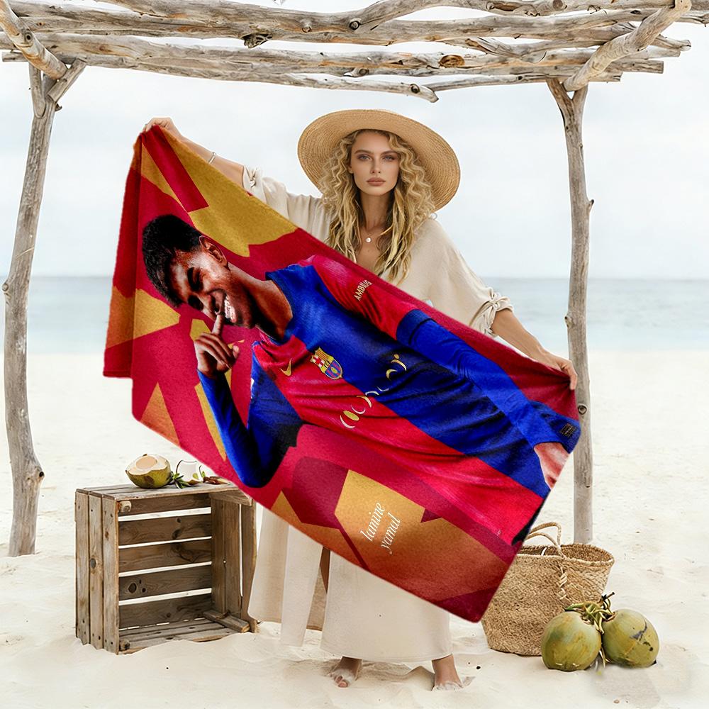 Lamine Yamal World Cup Celebration Beach Towel Quick-Dry Soft Microfiber Comfortable Lightweight Portable for Swimming,Beach,Camping, Travel, Beach Ac