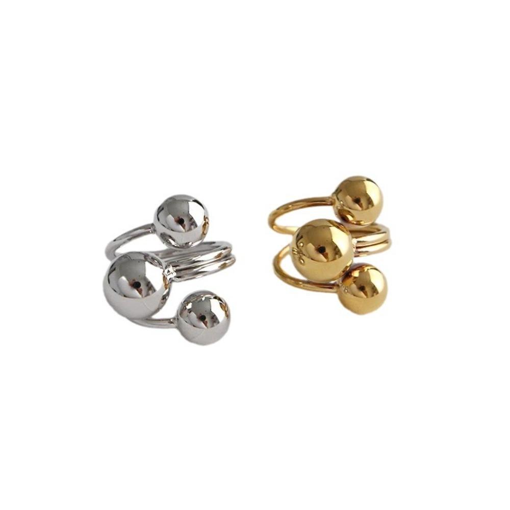 Light Luxury Metal Ball Ring Ball Shape Finger Opening Ring Irregular Planet Ring Women