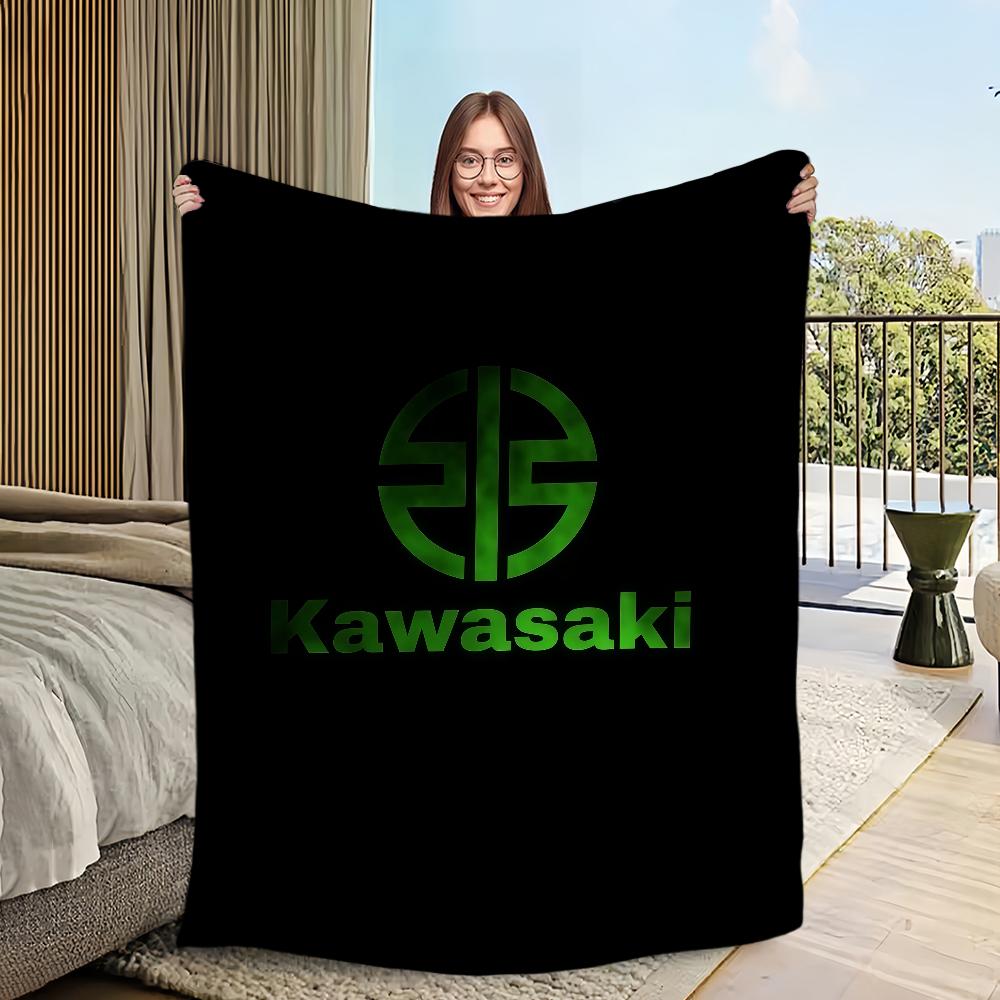 K-Kawasaki-ES Cool Logo Blanket Flannel warm comfort soft plush blanket For Picnic Beds Sofas Homes And Bedrooms