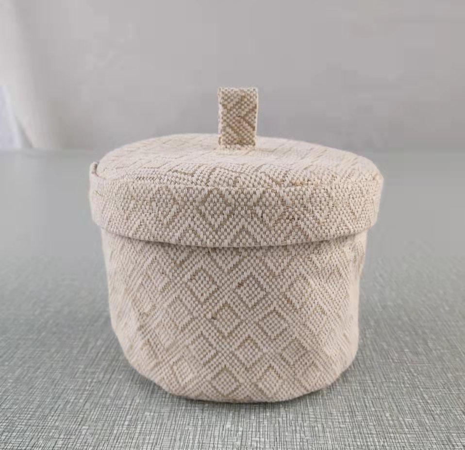 Weaving Snack Storage Box Jute Sundries Storage Baskets With Lids Wardrobe Table Round Gift Box Wicker Seagrass Flower Pot