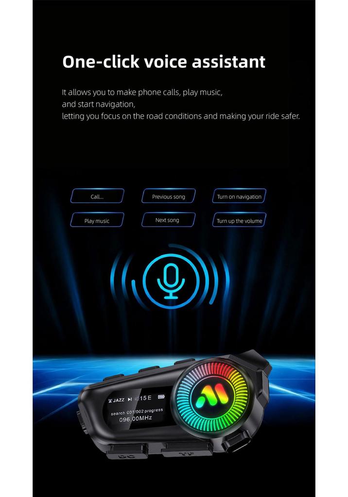 Bluetooth-наушники для шлема R1: Водонепроницаемый, Пылезащищенный, Длительное время работы от аккумулятора, Дисплей, Шумоподавление для мотоциклов
