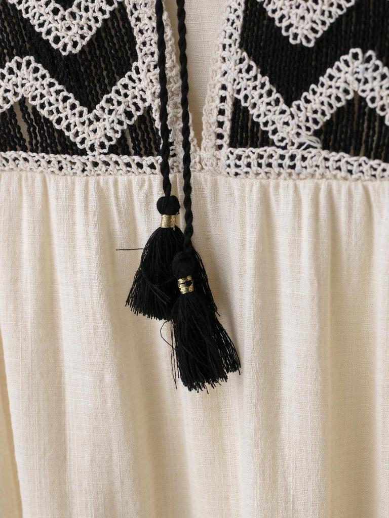 Summer Women's Embroidered Patchwork Long Sleeve Mini Dress