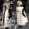 Женский жилет, пуховик, хлопковый жилет, осенне-зимняя куртка, длинное пальто с капюшоном, свободный женский жилет без рукавов, зимняя одежда