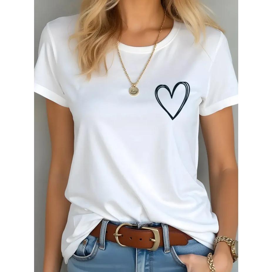 Женская футболка с коротким рукавом и круглым вырезом с мультяшным принтом, хлопковая летняя футболка