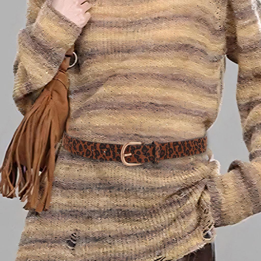 Women Leopard Print PU Leather Pin Buckle Waist Belt Fashionable Animal Pattern for Jeans Dresses and Various Outfit