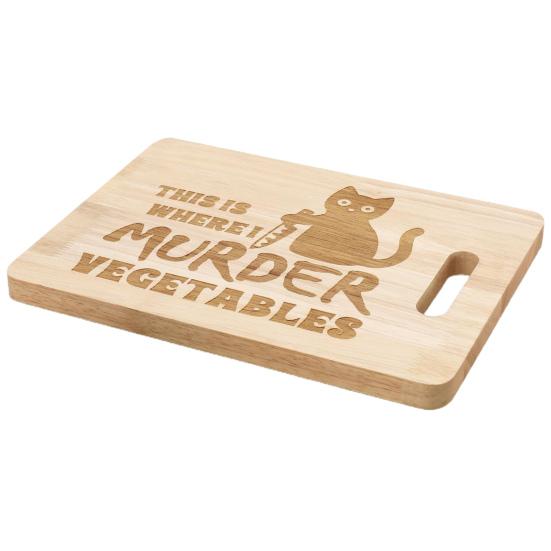 Разделочная доска с черным котом на Хэллоуин, забавная гравировка, здесь я убиваю овощи, деревянная подача еды