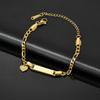 Atoztide Personalized Engrave Name Bracelet For Women Mother Kids Stainless Steel Heart Adjustable Figaro Chain Jewelry Gift