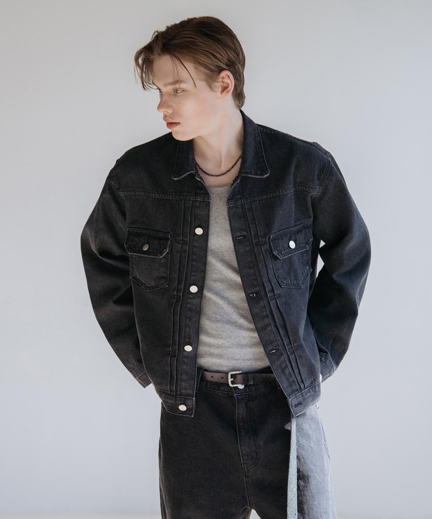 Декорозо Джинсовая куртка-тракер Washed Denim [Сырой черный]