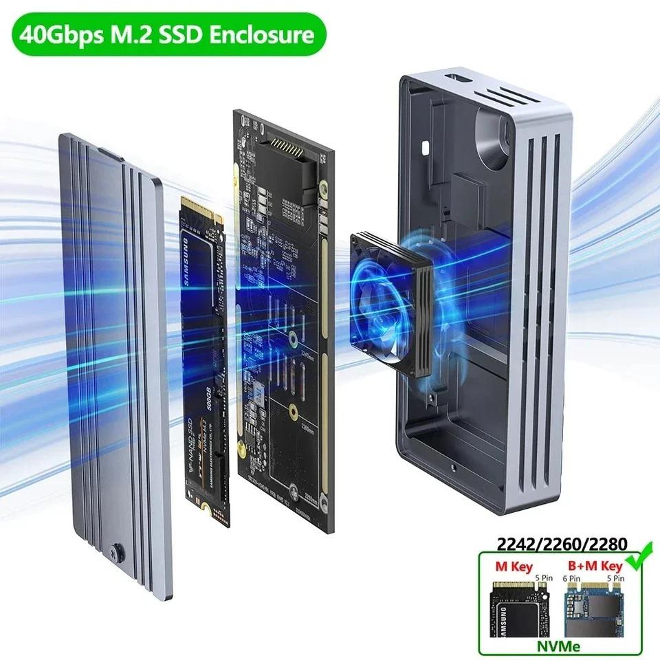 Корпус для твердотельного накопителя USB 4.0 40 Гбит/с USB-C M.2 NVMe SSD, внешний жесткий диск USB 4.0, коробка для Macbook, iPad, телефона, ноутбука