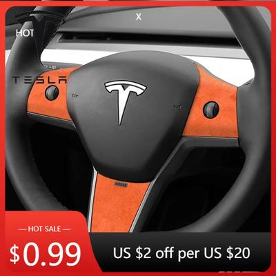 Автомобильная наклейка 2025 Горячая Из Алькантары Для Model 3(2019-2022 гг.)/Модель Y(2019-) Наклейка-рамка на руль Автомобильный интерьер