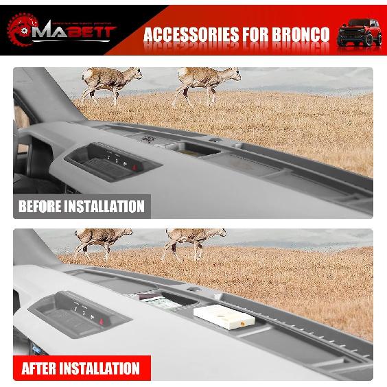 Mabett Car Dash Non-Slip Rubber Pad 3 PCS For Ford Bronco Accessories 2024, Non-Slip Shock Proof Dashboard Mat Fit Bronco 2/4-Door, Car Interior