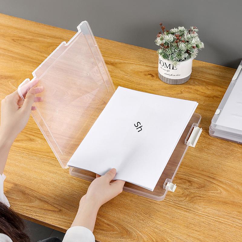A4 Transparent Document Organizer: Thick Plastic File & Voucher Storage Box