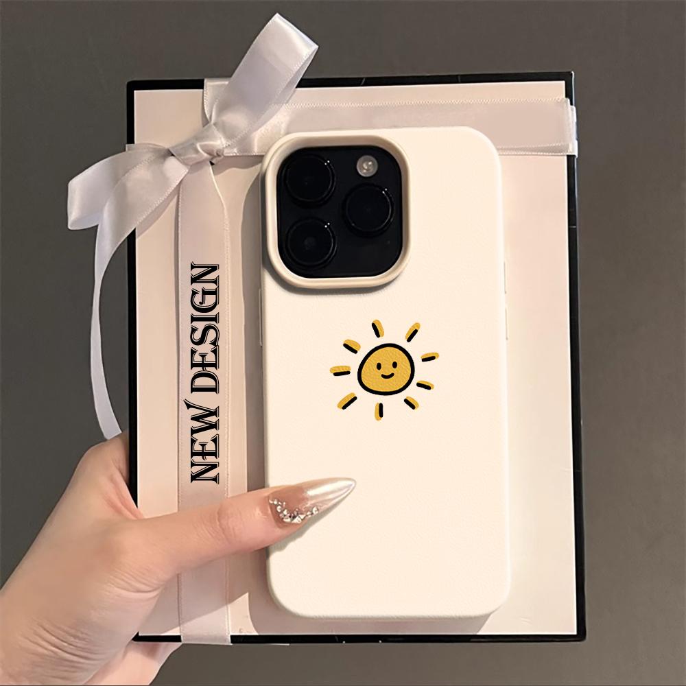 Очаровательный Чехол Пара Солнце и Луна Для iPhone 17 Air 16 15 14 13 12 11 Pro Max Plus X Мягкий Защитный Чехол из ТПУ с Текстурой Личи
