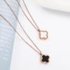 Fashion Classic Titanium Steel Four-Leaf Clover Necklace Rose Gold Net Red The Same Style Double-Sided Lucky Necklace Ladies Necklace