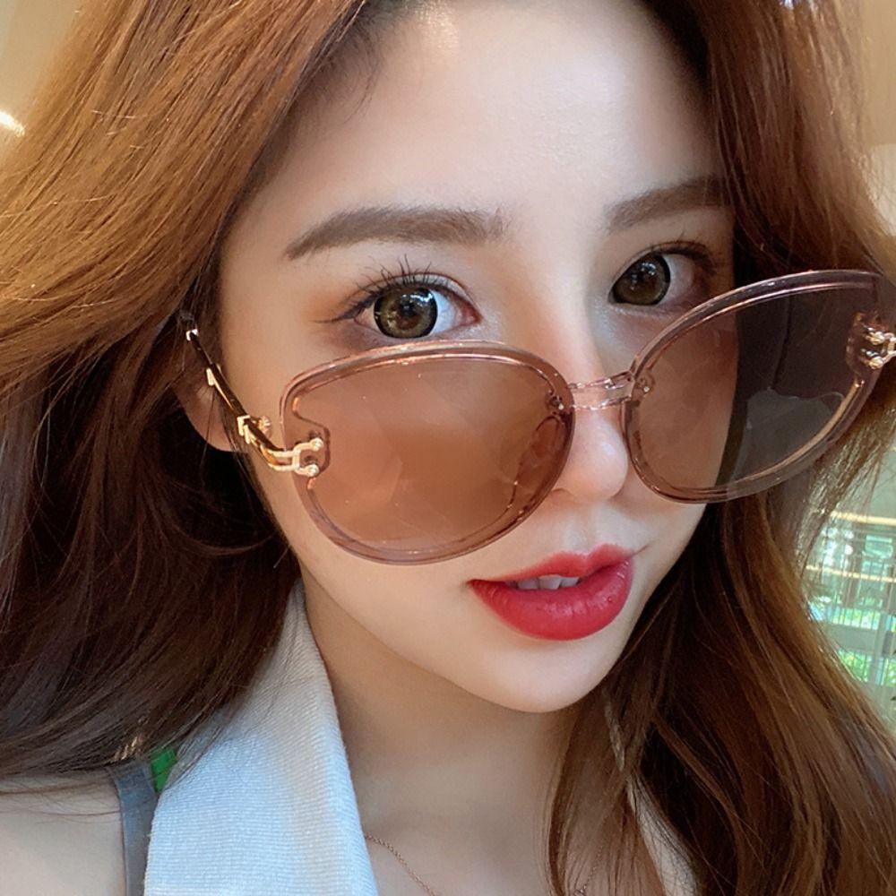 Dark Brown Sunglasses for Women Ultraviolet-proof Eyewear UV400 Protection Round Sun Glasses Beach