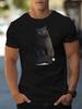 Unisexs Royal Blue Crew Neck Tee Elegant Longhair Black Cat Graphic Print Loose Summer Street Casual Daily Basic Short Sleeve Top