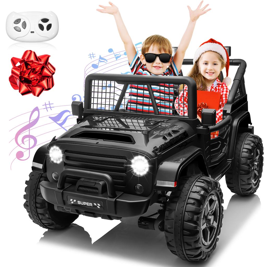 24V Ride On Truck Car w/Remote, XL 2 Seater Outdoor Toys 4WD/2WD Switchable, 4x200W Motor Power Four Wheels, Electric Car for Bi