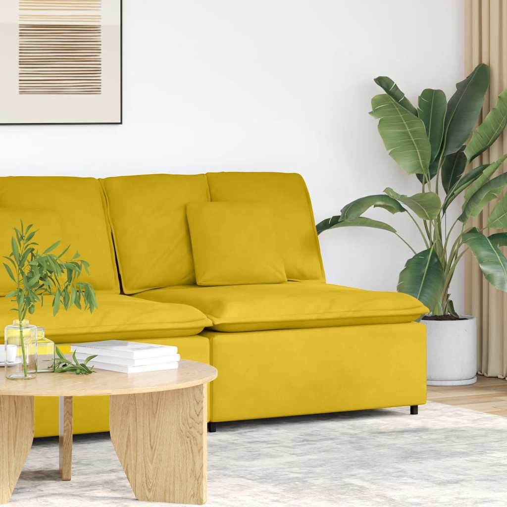 Modular Sofa Center Module with Cushions Yellow 100 cm