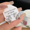 Бах-бах! Серьги-гвоздики с цирконом в виде банта, нежный темперамент, нишевые, легкая роскошь, женские