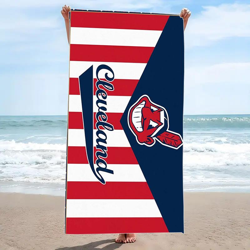 Пляжное полотенце с принтом Cleveland Indians, большое, мягкое, быстросохнущее, для пляжа, кемпинга, плавания