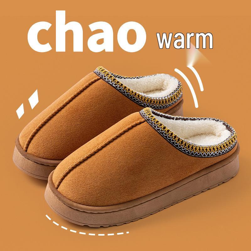 Женские хлопковые тапочки на толстой подошве с флисовой подкладкой, для дома/улицы, нескользящие, износостойкие, с закрытым носком.