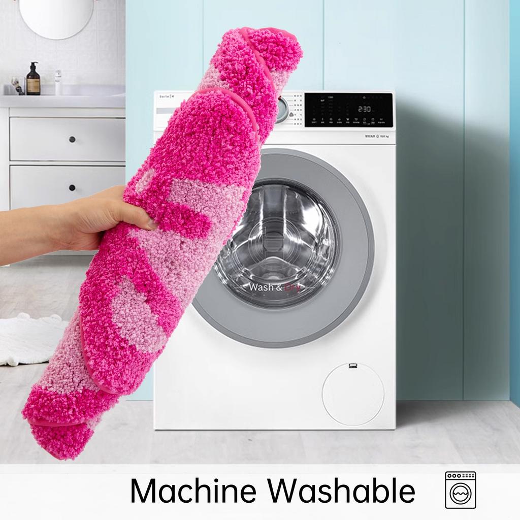 Kawaii Pink Cartoon Wallet Tufted Mat - Plush Shaggy Floor Rug for Bedroom/Gaming Room, Machine Washable Non-Slip Anime Decor with Irregular Shape