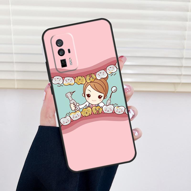 Мультяшный чехол для зубов и стоматолога для Xiaomi 15 14 13 Ultra 11T 12T 13T 14T Pro POCO X7 Pro X3 X5 X6 M6 F5 F6 Pro