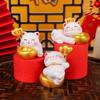 Cute Fortune Kitten Figurine Chinese Style Mini Cat Figurine Car Accessories