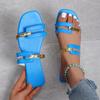 Women Slippers 2025 New Casual Blocking Sandals Outdoor Soft Leather Slippers Thick Soled Slope Woven Straw Shoes Slides Women