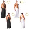 Mens Ancient Greek Costume Long Skirt Toga Set Wristbands Gold Leaf Headwear Halloween Cosplay Party Outfit