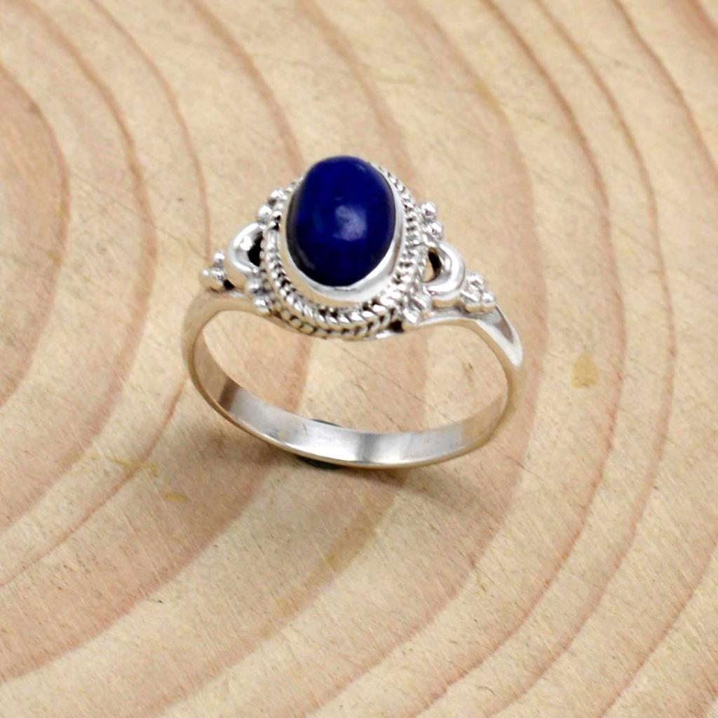 Женское кольцо Handamde Boho из стерлингового серебра 925 пробы с лазуритом