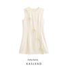 Kaslead New Arrival Women's Clothing Fashion Style Fashion Minimalist Bowknot Lace-up Crew Neck Dress