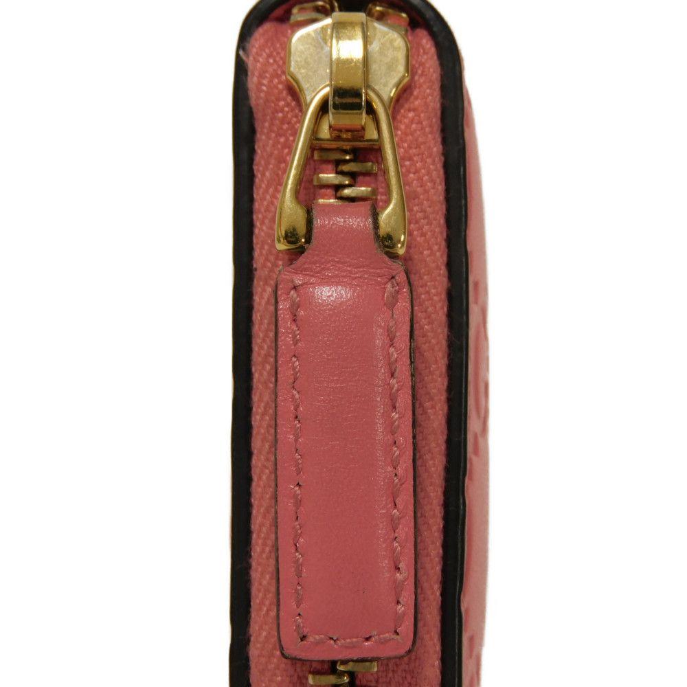 Used Guccissima Coin Purse 9539 255452 7943 Double G Embossed Card Case Zip Around GG Shima Pink Unisex from Japan