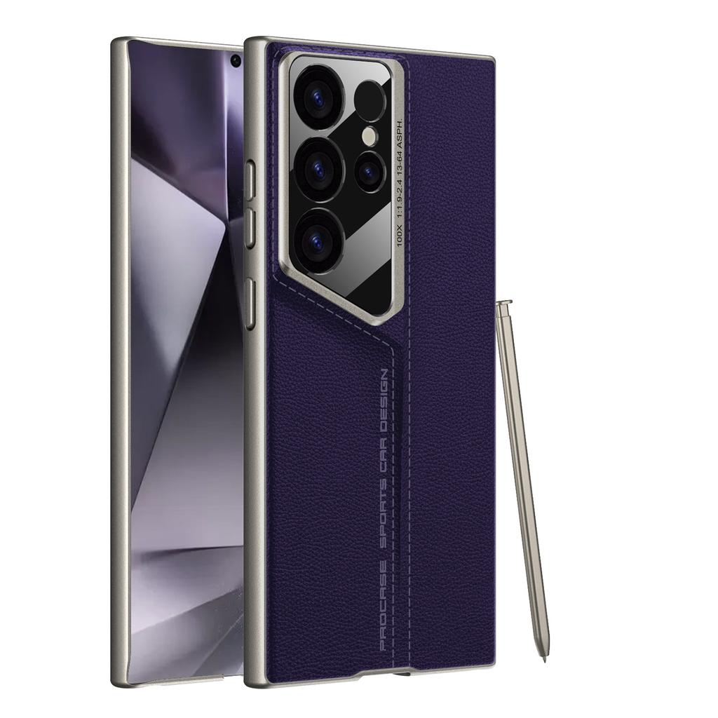 Suitable for Samsung S24u Porsche Mobile Phone Case S23ultra Protective Case Blade Ultra Thin Plain Leather Simple Cover