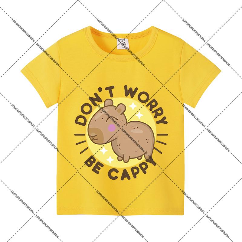 Capybara Summer Colorful T-shirts Child Cotton Short Sleeves Boy Cartoon Shirt Fashion Tops Girl Casuals Clothes Shirts Gift