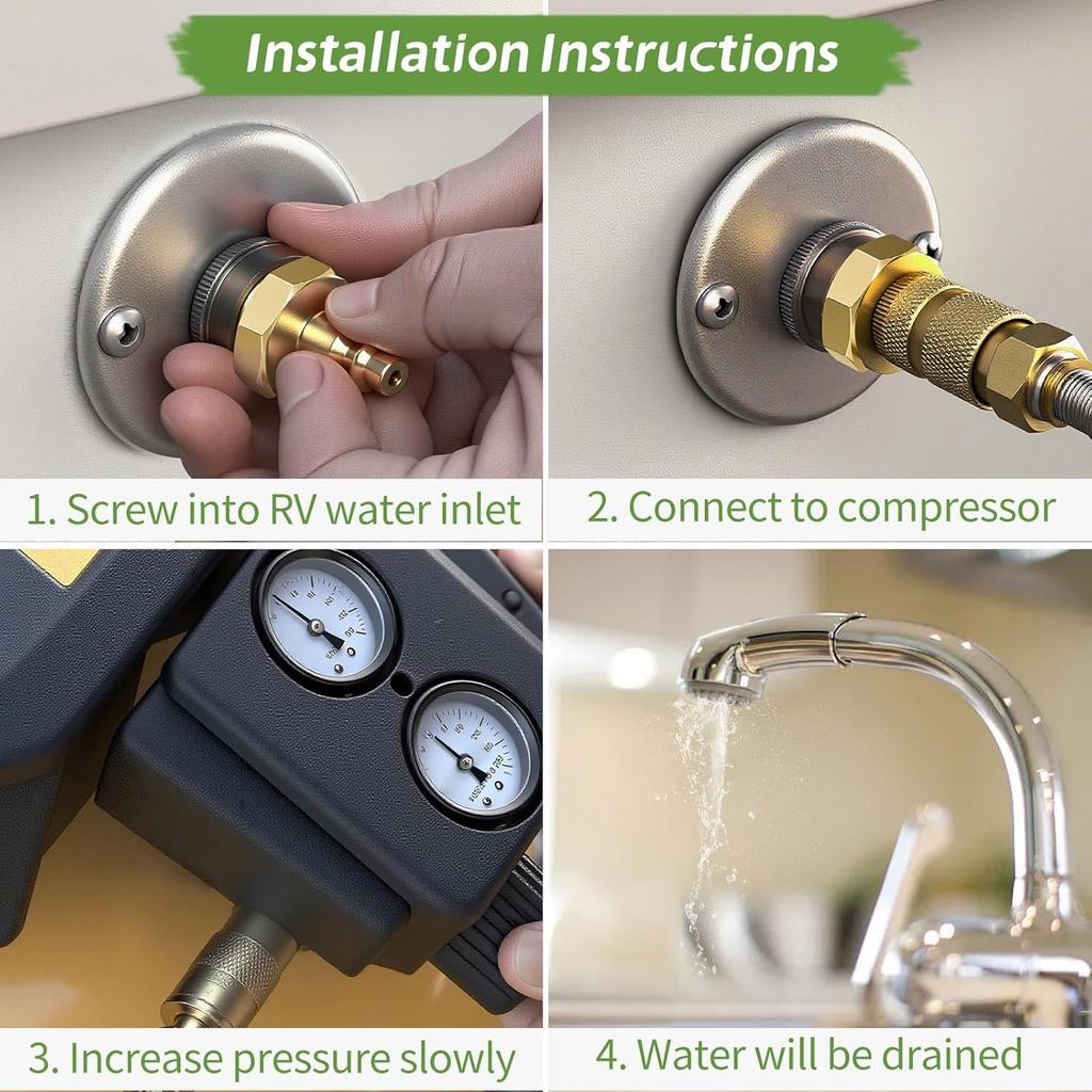 Lead-Free RV Blowout Plug For Winterization With Quick Connect – Prevents Pipe Freezing And Bursting, 1 Pack