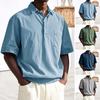 Мужская футболка с лацканами, короткий рукав, повседневная летняя футболка с нагрудным карманом, однотонная свободная футболка для офиса, отпуска, повседневная одежда