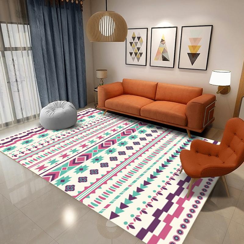 Nordic Style Moroccan Living Room Carpet Sofa Coffee Table Crystal Velvet Carpet Home Bedroom Full Bed Side Blanket