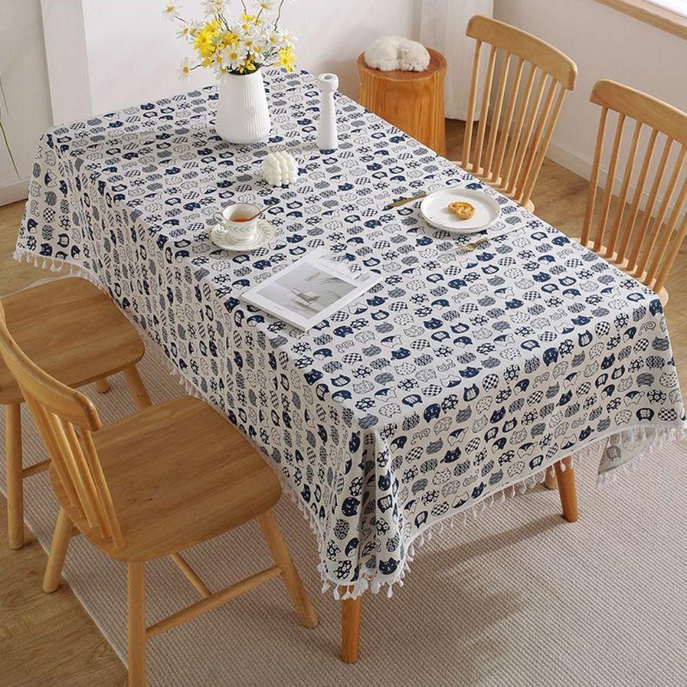 with Tassel Bohemian Tablecloth Anti-slip Table Protecter Placemat Table Cover Home Decoration