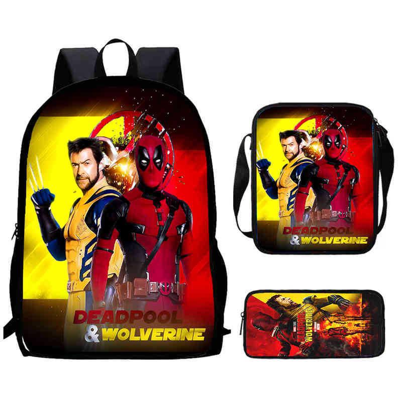 Wolverine Deadpool Movie Characters Trendy Cartoon Printed Backpack Student