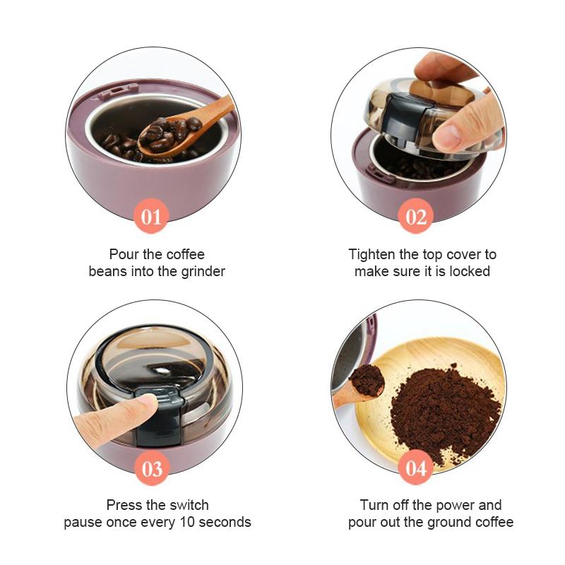 Мини-электрическая кофемолка, мощная кофемолка, орехи, травы, зерна, мельница для перца, машина для измельчения кофейных зерен