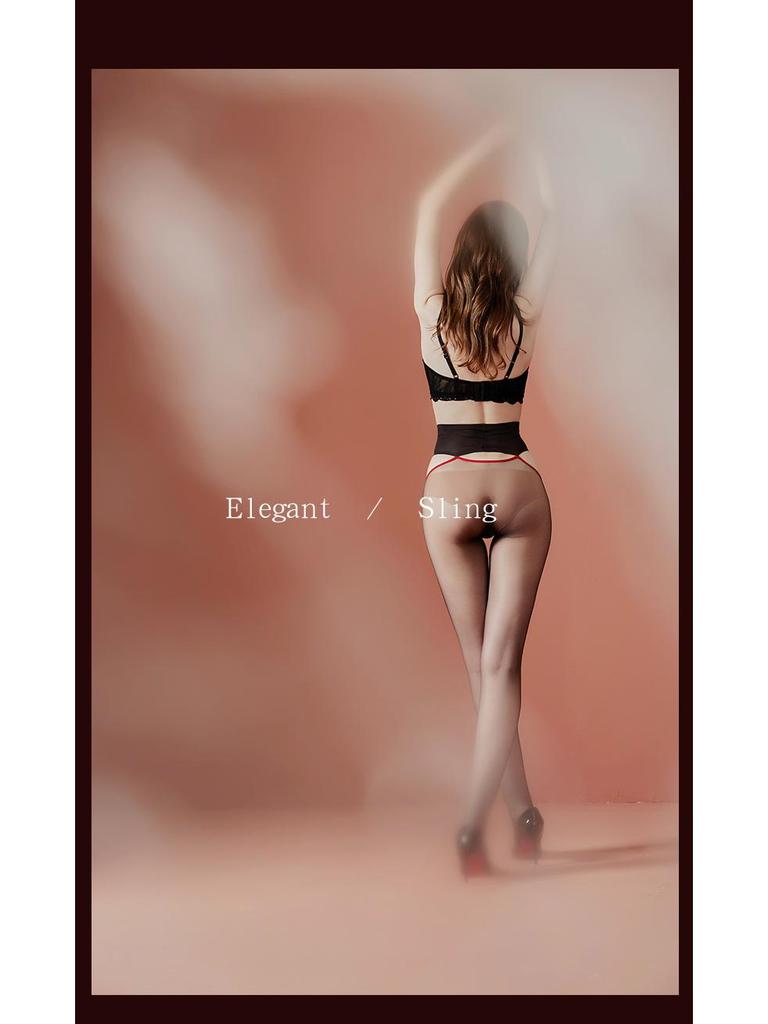 Ultra-Thin Black Silk Men's 360 Seamless Open Crotch Stockings with JJ Sheath