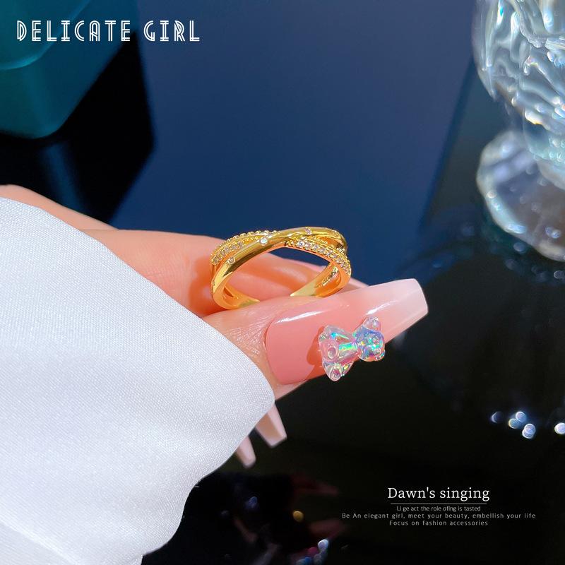 Real Gold Electroplated Open Ring, Women'S Fashion Personalized Ring, Index Finger Ring, The Same Simple And Cold Style